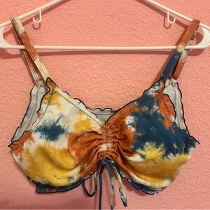 SHEIN Tie-Dye Bikini Top - Orange, Yellow, Blue